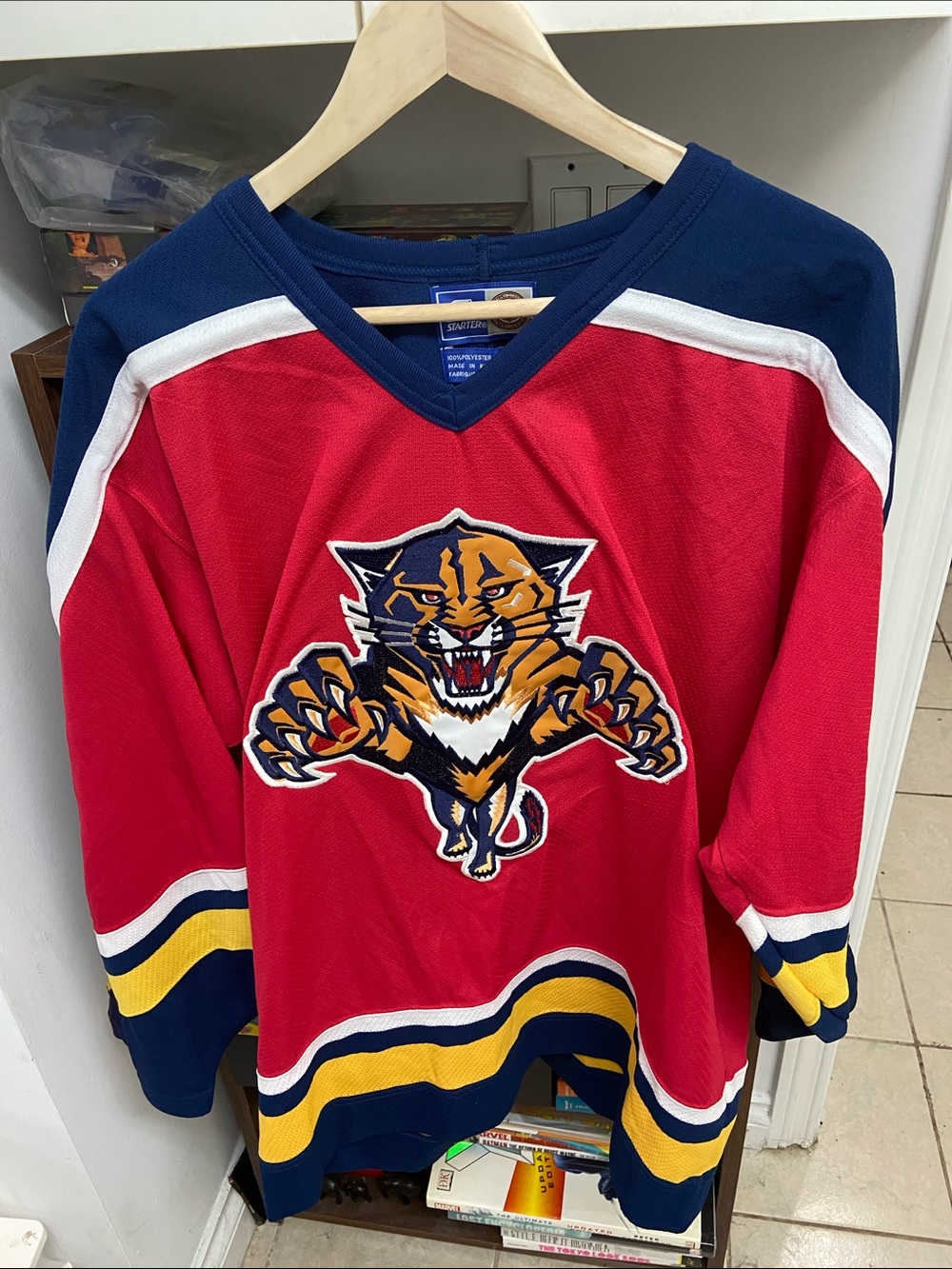 VTG 90s Red & Navy Starter NHL Florida Panthers Old Logo Hockey Jersey